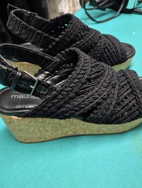 Womens Black Stretchy Sandals With Cork Platforms From MAURICES